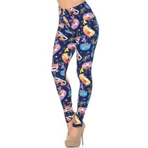 Plus Size Buttery soft Colorful‎ Blue Camper Womens Leggings